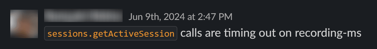 Slack notification showing the production incident alert